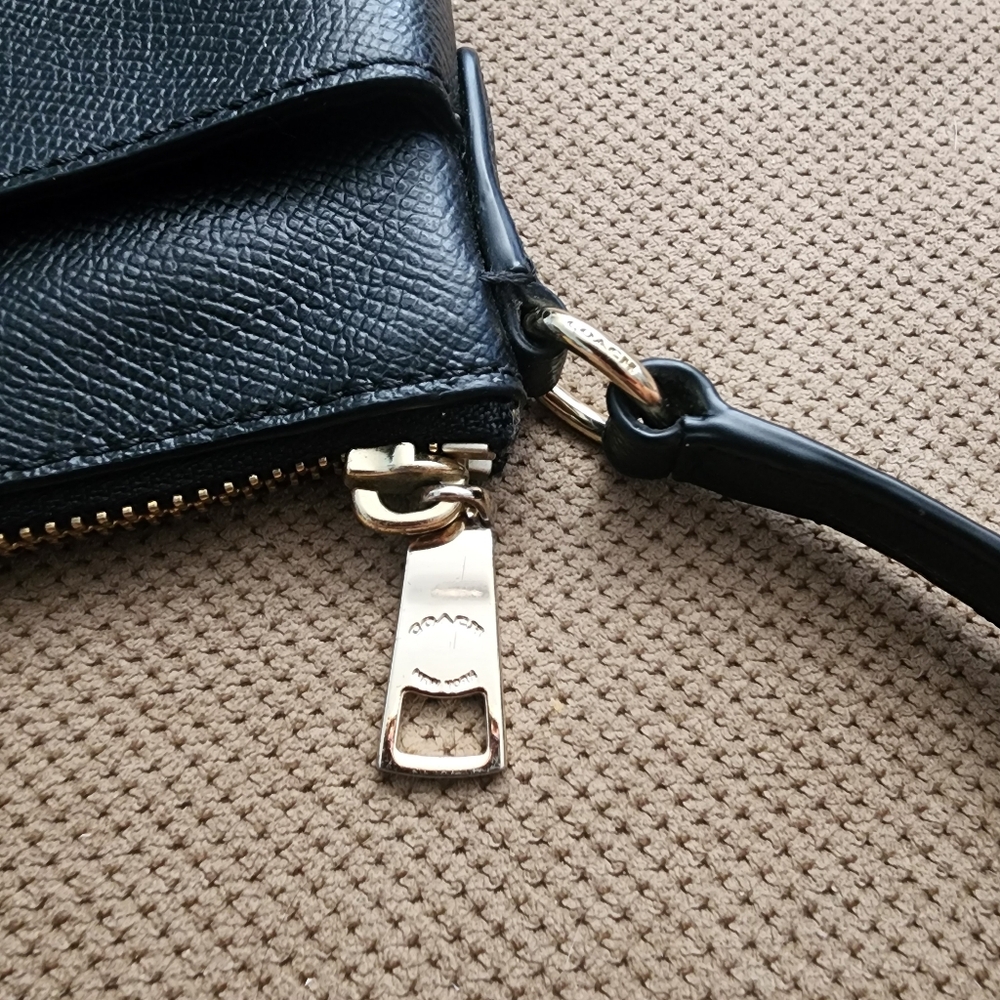 Coach Black Leather Crossbody with Gold Logo - Picture 10 of 15